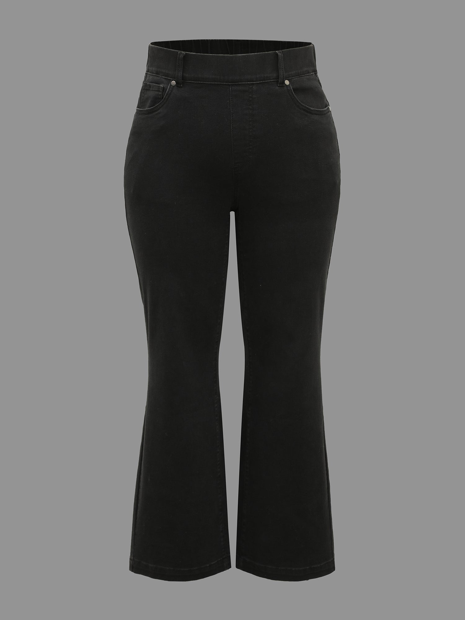 Black Wash Elastic Waist Bootcut Jeans