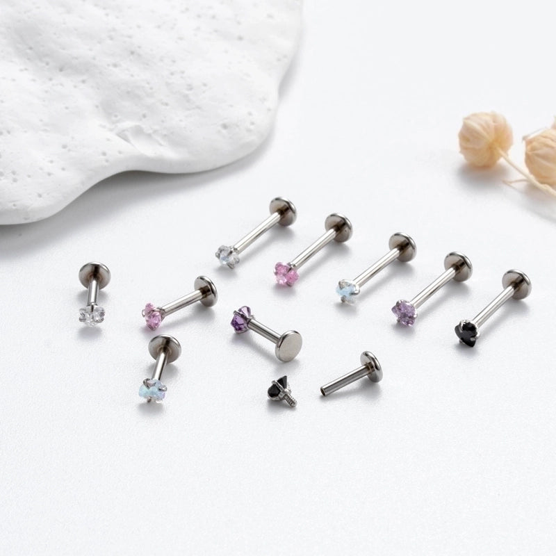 1 Piece Ear Cartilage Rings & Studs Heart Shape 316L Stainless Steel  Plating Inlay Zircon