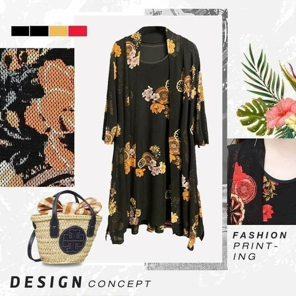 Conjunto de vestido con estampado floral para mujer