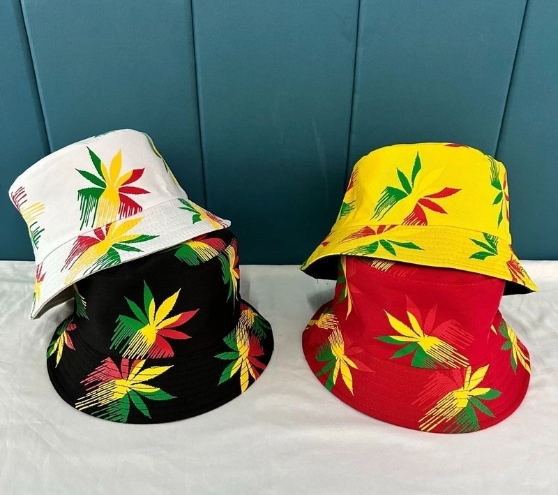 Unisex Casual Minimalist Plant Printing Wide Eaves Bucket Hat