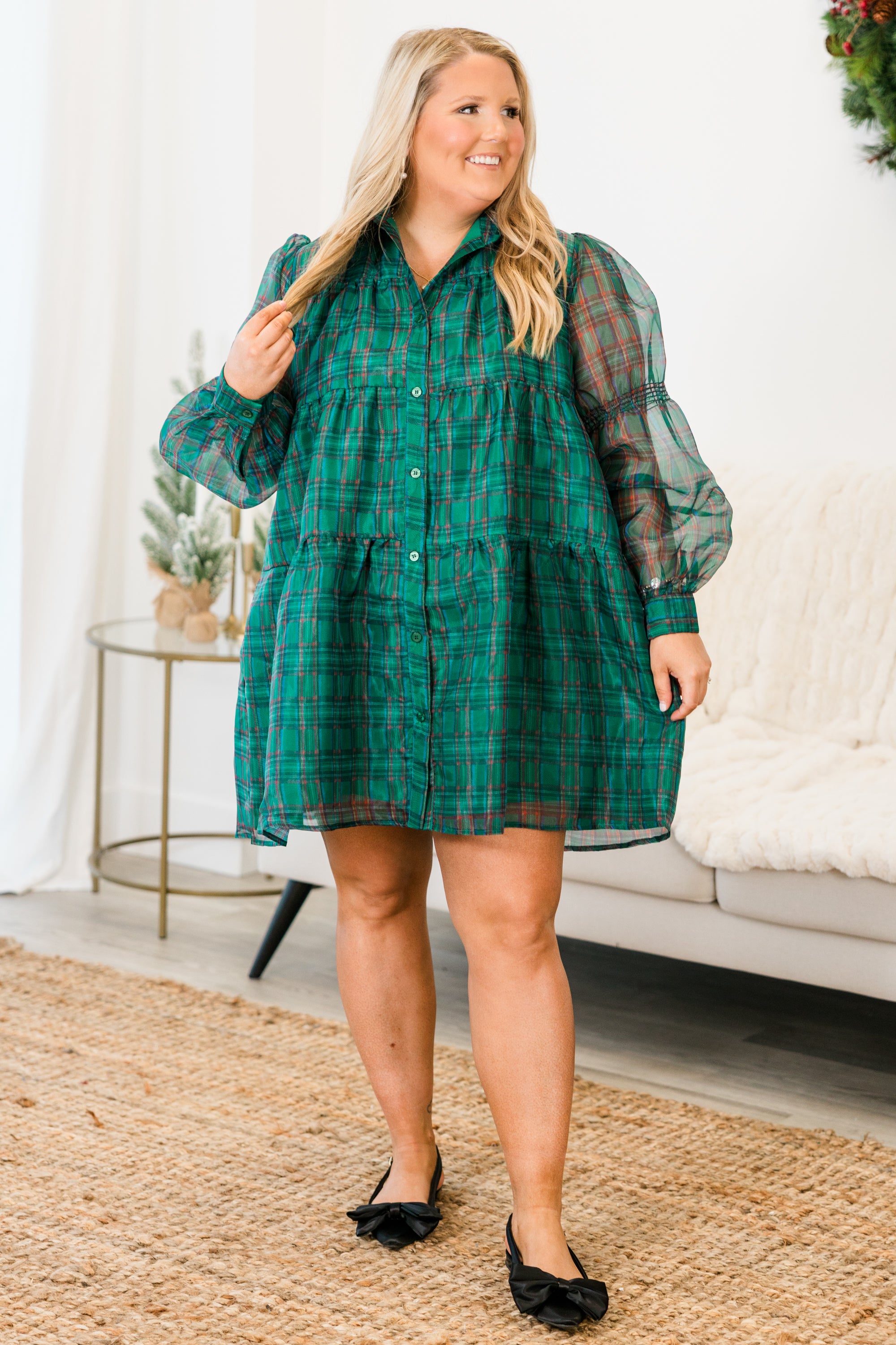 I'm So Plaid You're Mine Dress. Green