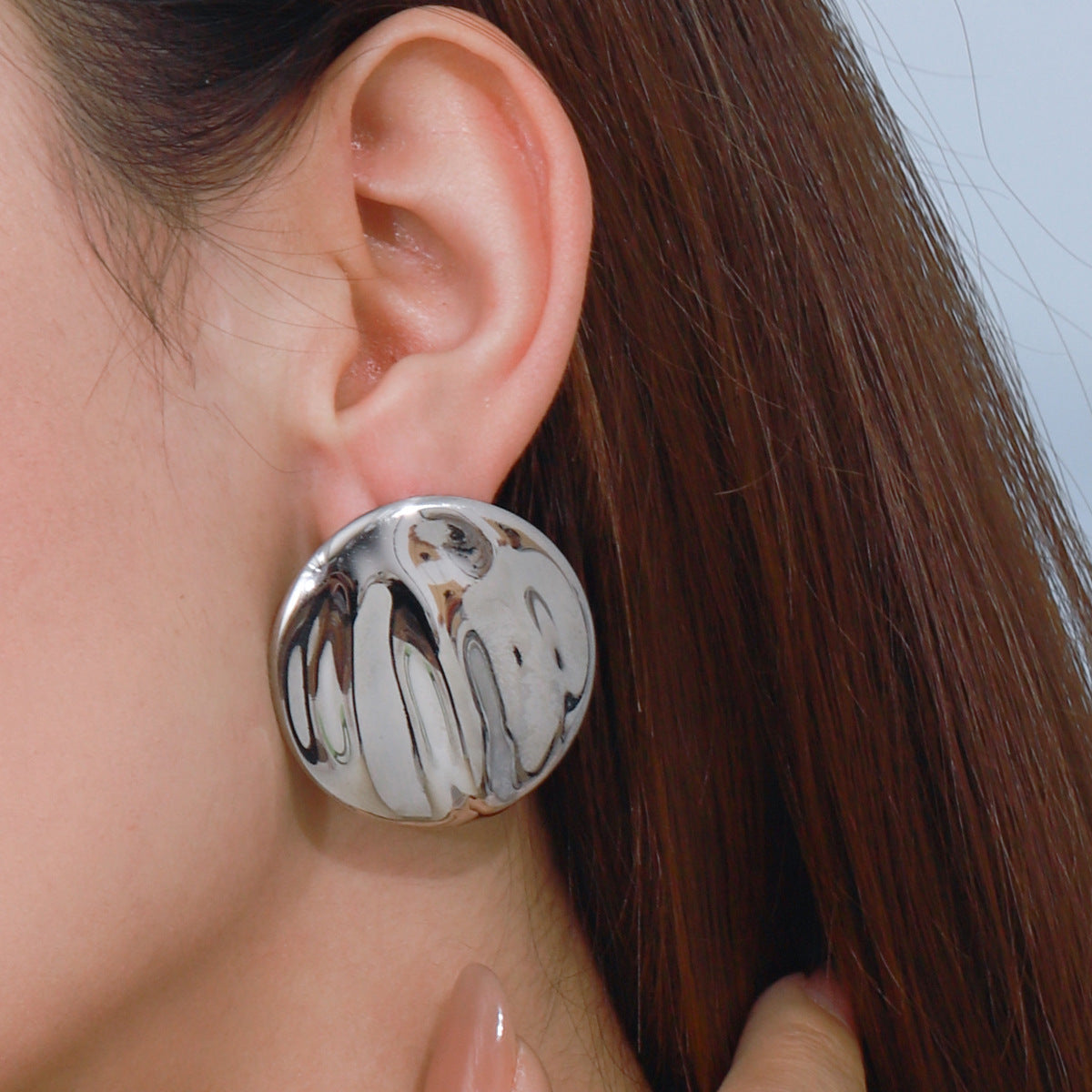 Titanium Steel Round Earrings Earrings Female Niche Earrings Stainless Steel Earrings