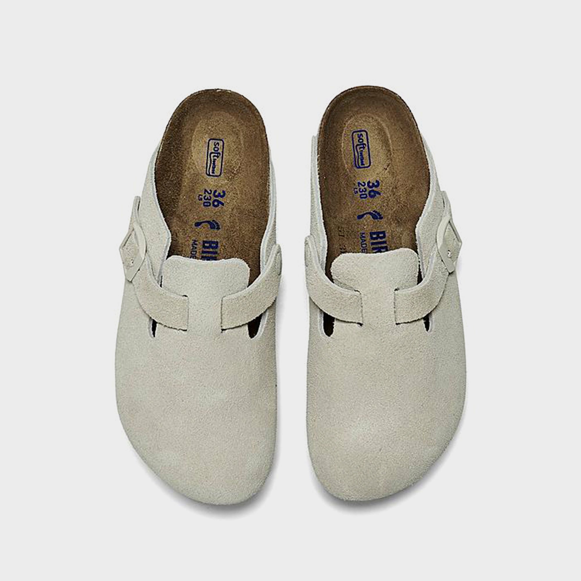 Birkenstock Boston SFB Antique - White Suede
