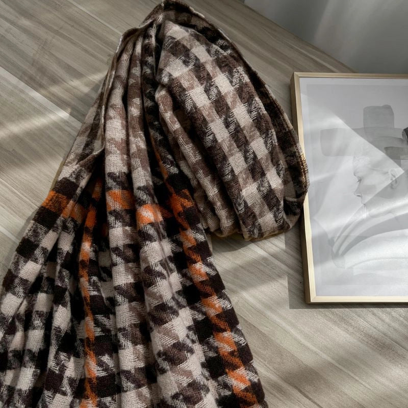 Unisex Minimalist Classic Style Plaid Imitation Cashmere Scarf