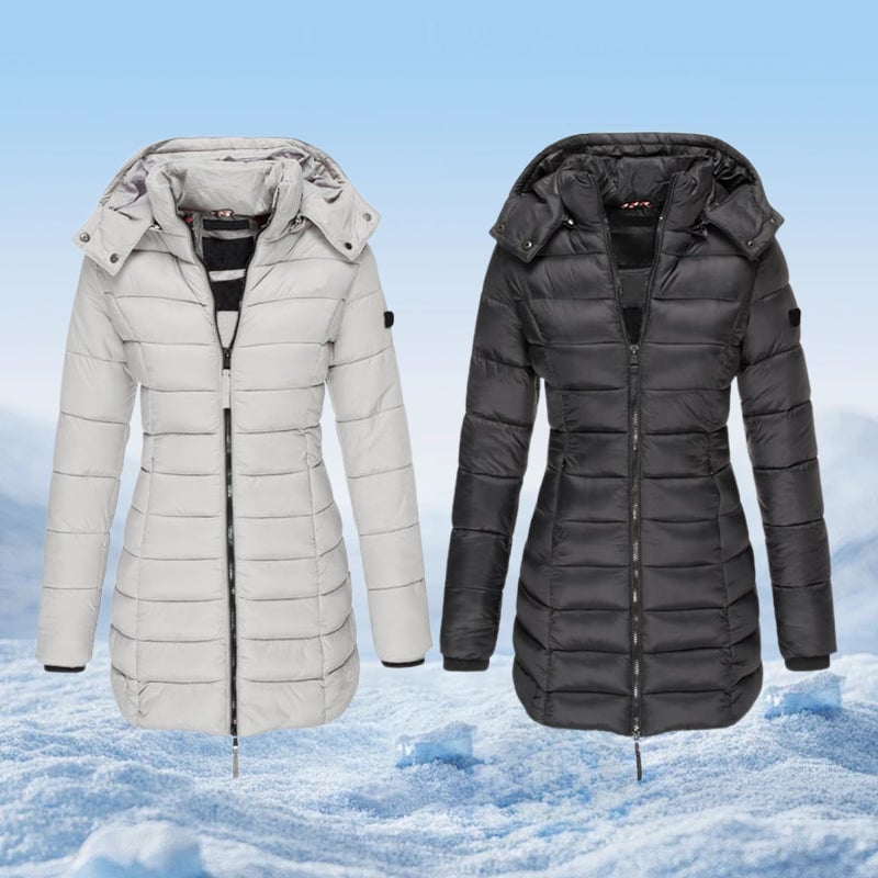 🔥HOT SALE 49% OFF✨Winter women's mid-length padded jacket warm solid color hooded jacket