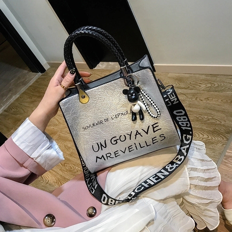 Women's All Seasons Pu Leather Letter Streetwear Square Zipper Handbag