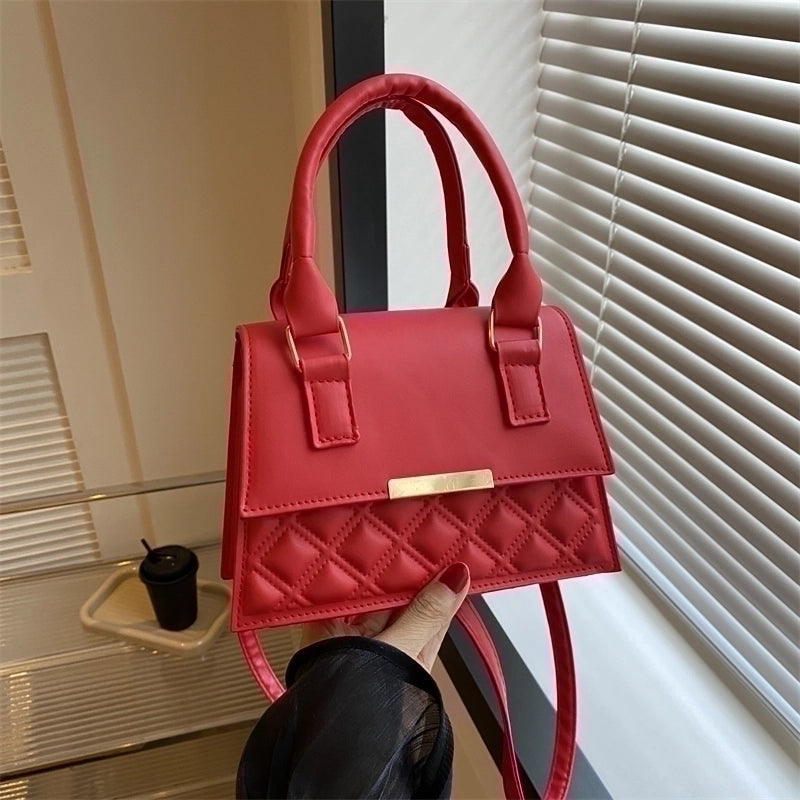 Women's Pu Leather Solid Color Elegant Streetwear Square Flip Cover Shoulder Bag Handbag Crossbody Bag