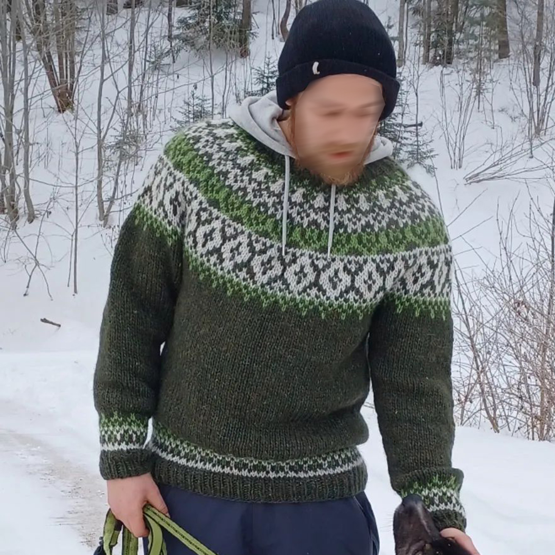 Men's Vintage Knitted Jacquard Crew Neck Sweater