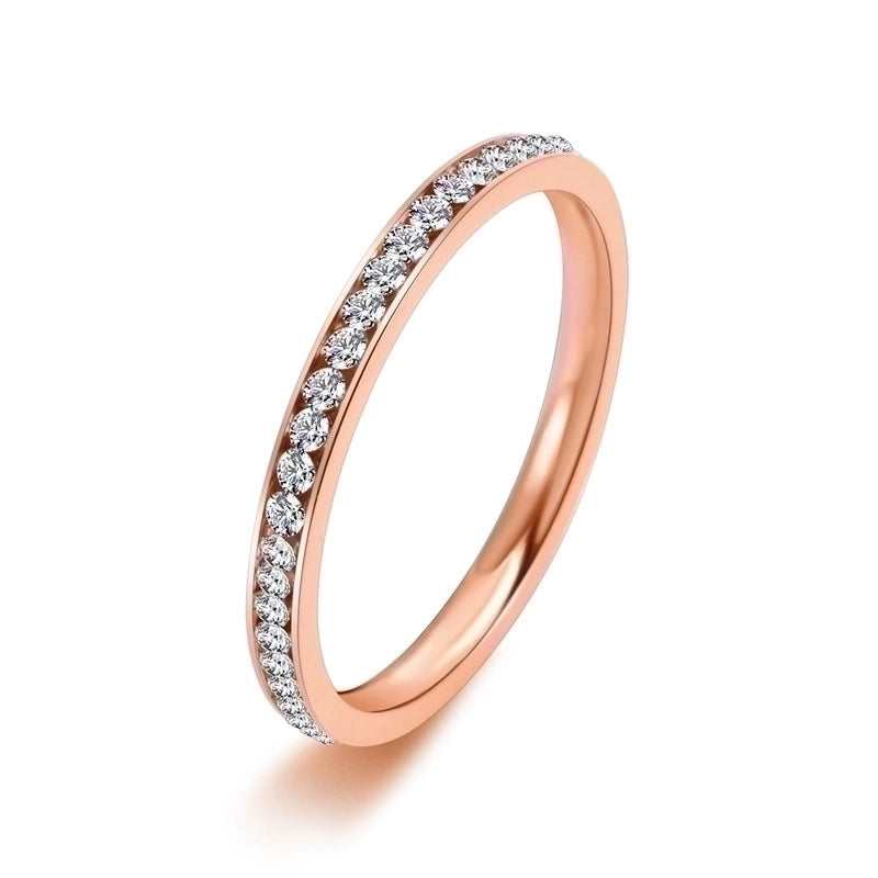 Minimalist Circle 304 Stainless Steel Rhinestones 18K Gold Plated Rhinestone Rings