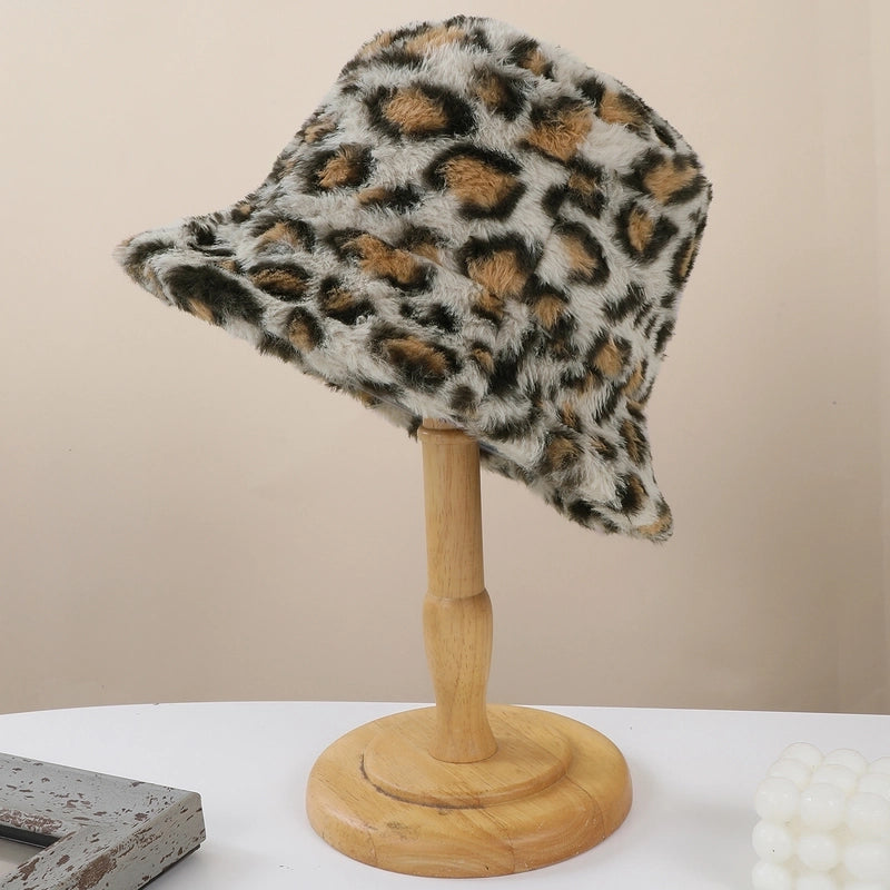 Women's Casual Korean Style Leopard Big Eaves Bucket Hat
