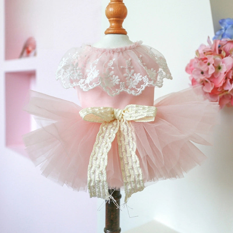 Pet Circle Dog Clothes Cat Clothing Spring And Summer New Princess Yarn Fairy Lace Pink Shaped Yarn Skirt