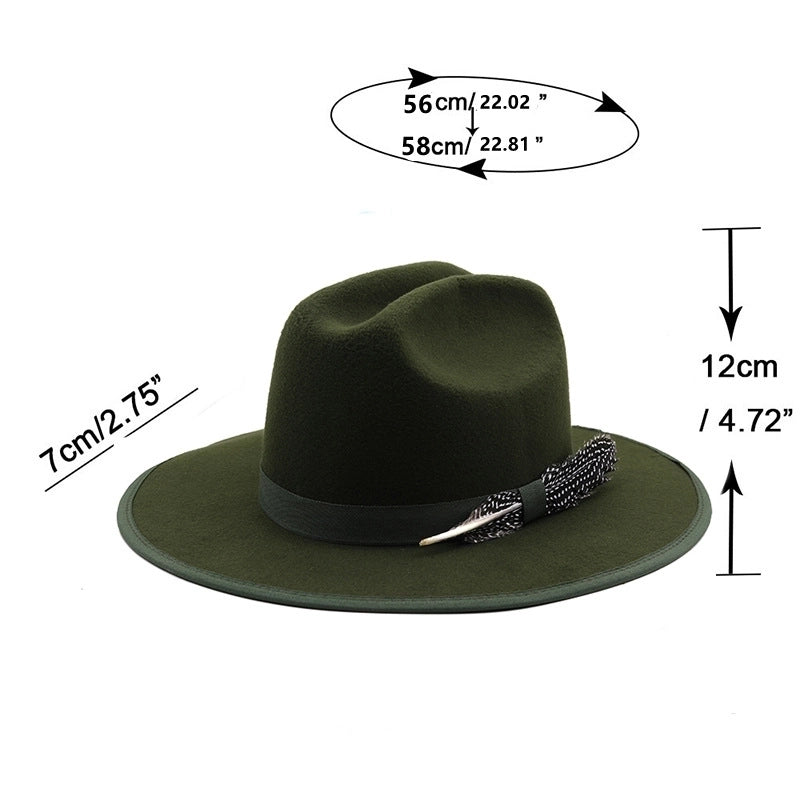 Unisex Cowboy Style Solid Color Fedora Hat