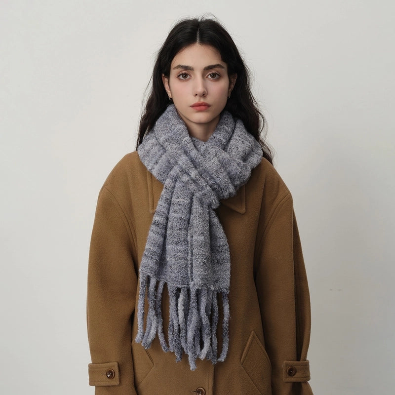 Women's Elegant Business Basic Solid Color Artificial Wool Wool Blend Tassel Scarf