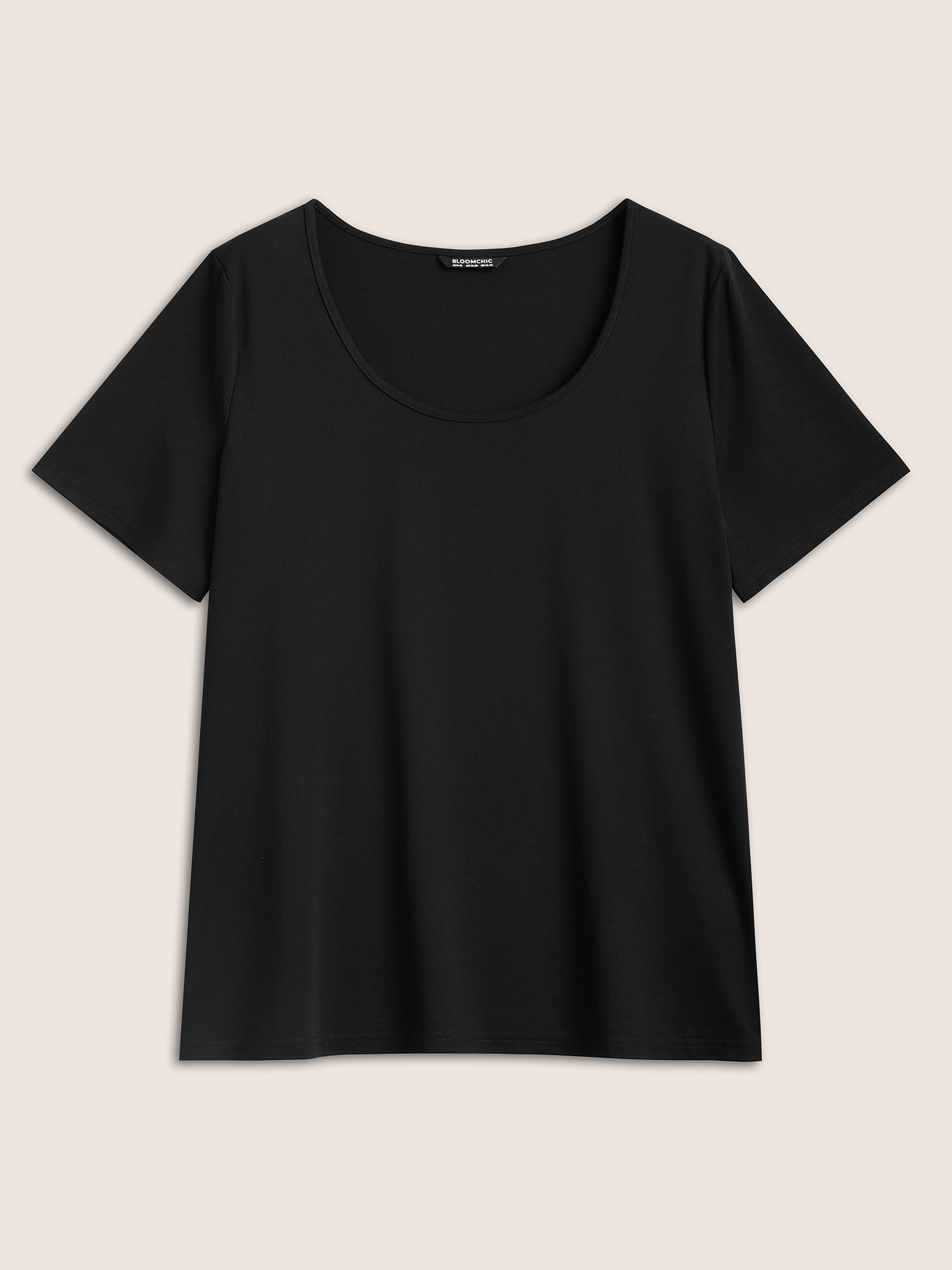 Basic Solid Color U Neck T-shirt