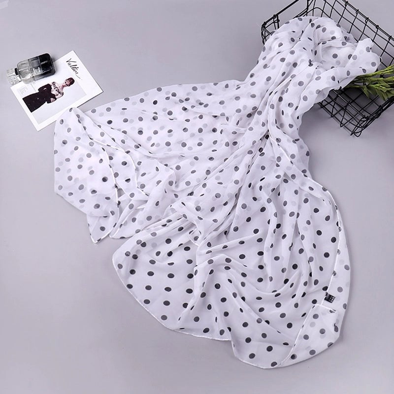 Women's Streetwear Round Dots Leopard Chiffon Scarf