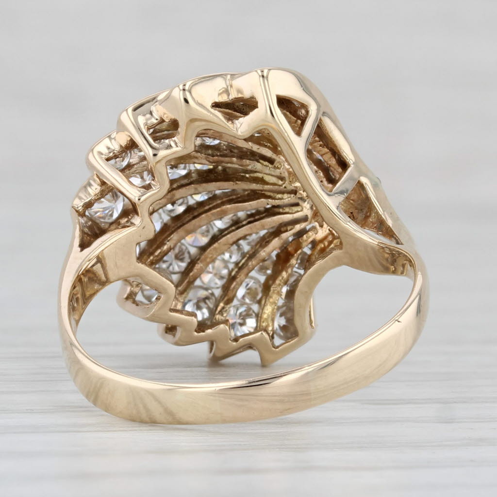 0.98ctw Diamond Fan Ring 14k Yellow Gold Size 8.5 Cocktail