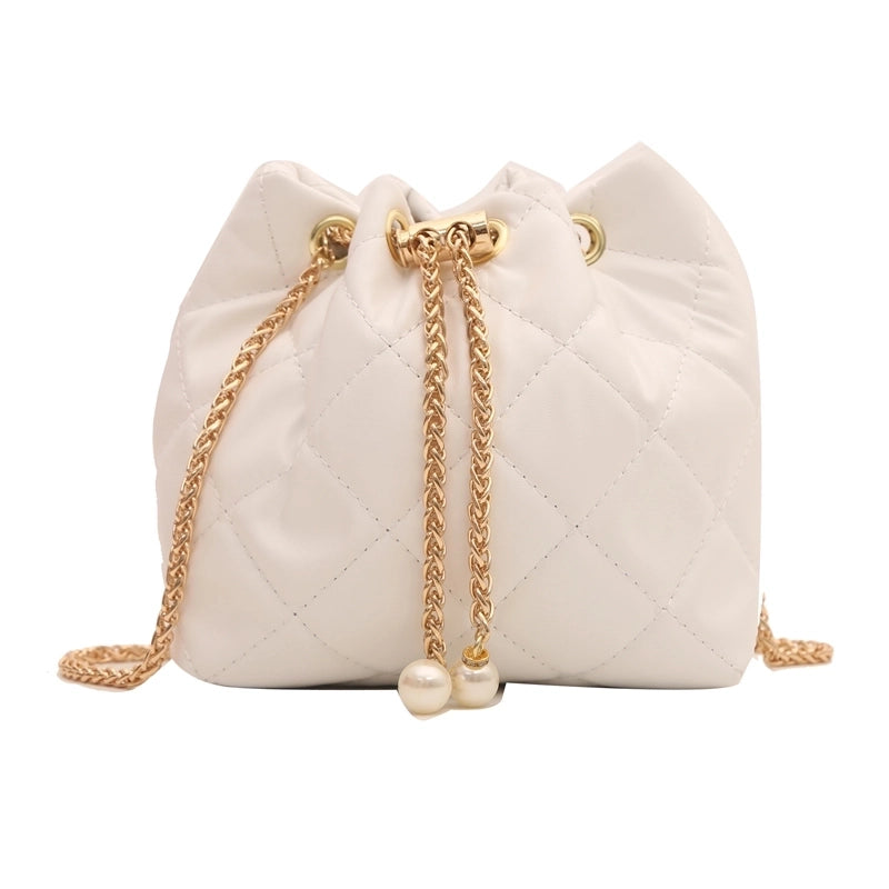 Women's Pu Leather Argyle Classic Style String Crossbody Bag