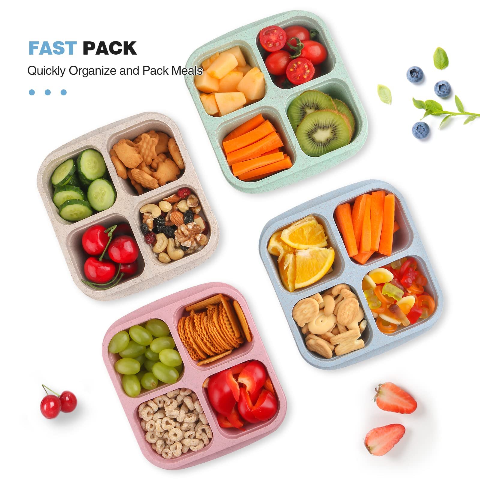 4 Pack Snack Containers. 4 Compartment Snack Box