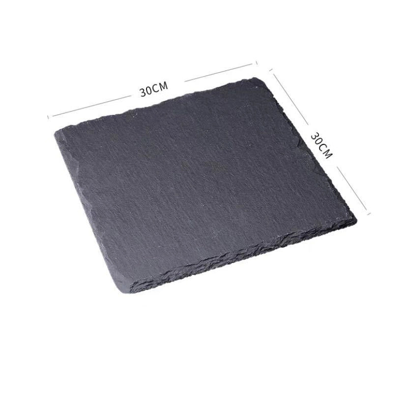 Slate Dinner Plate Dessert Sushi Plate Western Food Black Slate Plate Tableware Flat Plate Barbecue Steak Plate