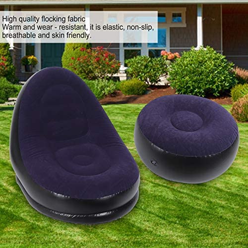 2-IN-1 Inflatable Lounge Sofa Bed Set. Portable Lazy Flocking with Footstool
