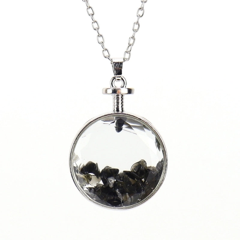 Ethnic Style Round Natural Stone Pendant Necklace In Bulk