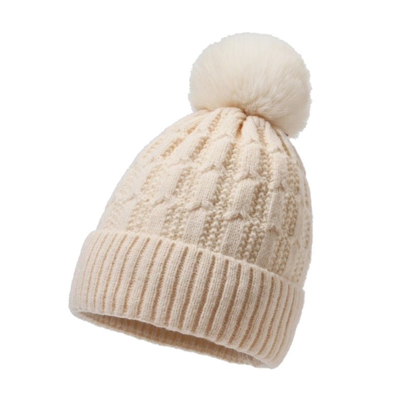 Women's Basic Minimalist Solid Color Pom Poms Eaveless Wool Cap