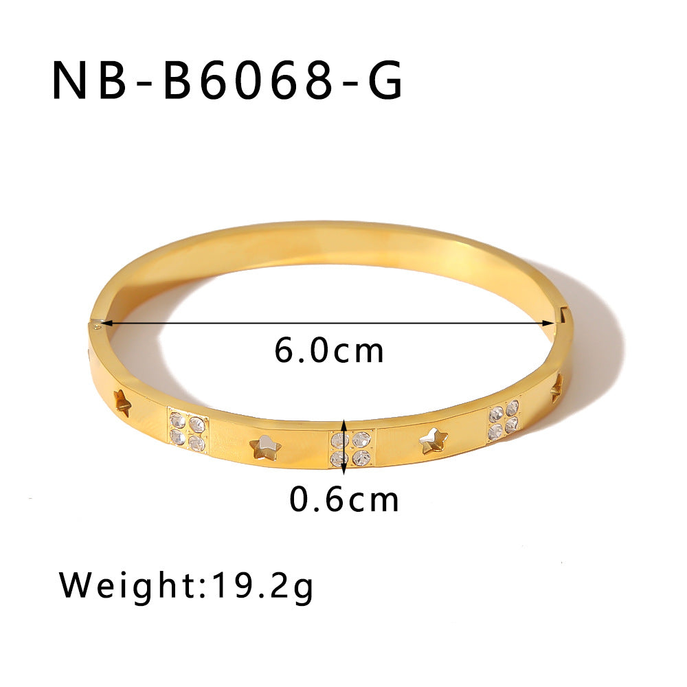 IG Style Pentagram Square Heart Octagram Stainless Steel Electroplating Bangles