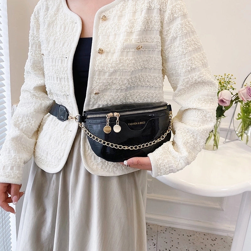 Women's Basic Streetwear Solid Color Pu Leather Waist Bags