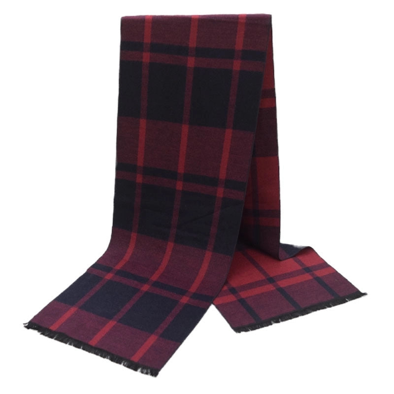 Wool Scarf Men's Plaid Winter Scarf Cashmere Scarf High-end Gifts Warm
