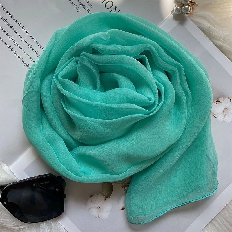 Women's Basic Lady Solid Color Georgette Silk Scarf