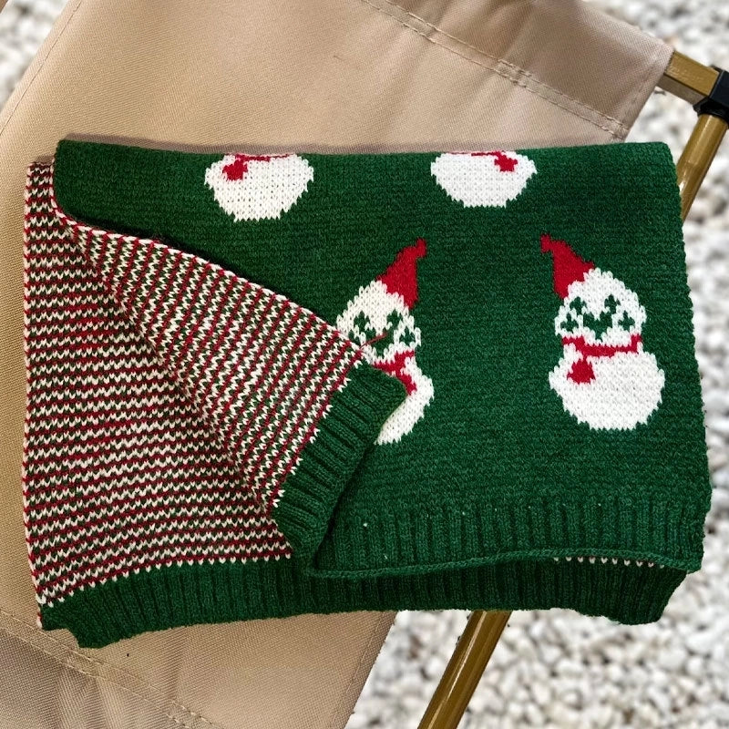 Women's Christmas Sweet Christmas Tree Santa Claus Elk Acrylic Scarf