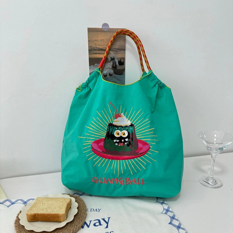 Women's Cute Classic Style Printing Cartoon Nylon Shopping Bags