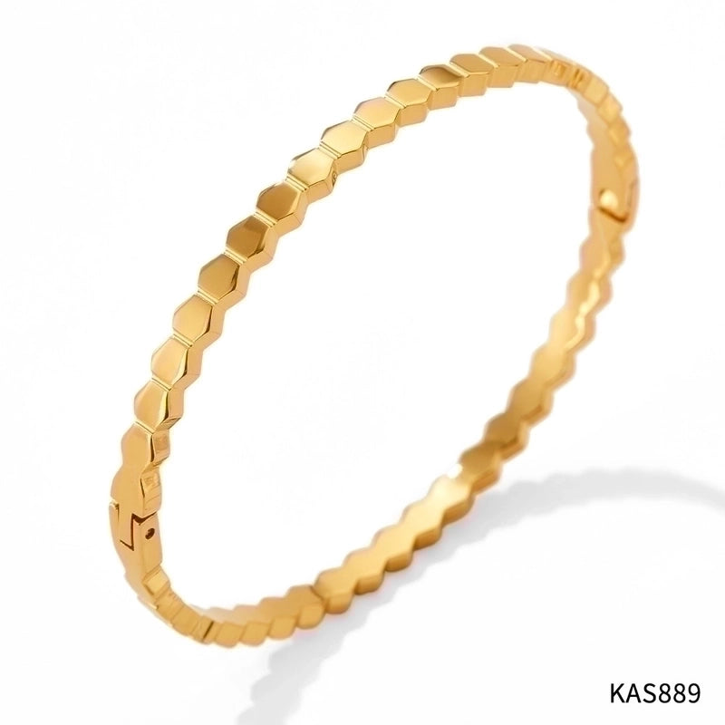 Minimalist Classic Style Geometric Stainless Steel Plating Inlay Zircon Bangle