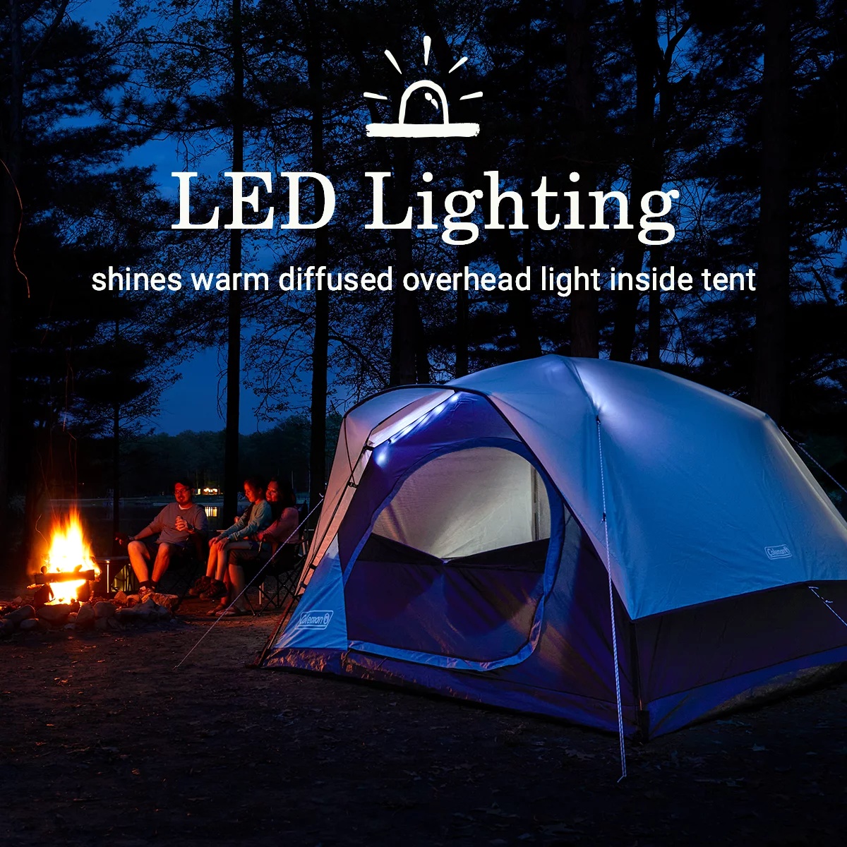 Skydome™ 4-Person Camping Tent with LED Lighting