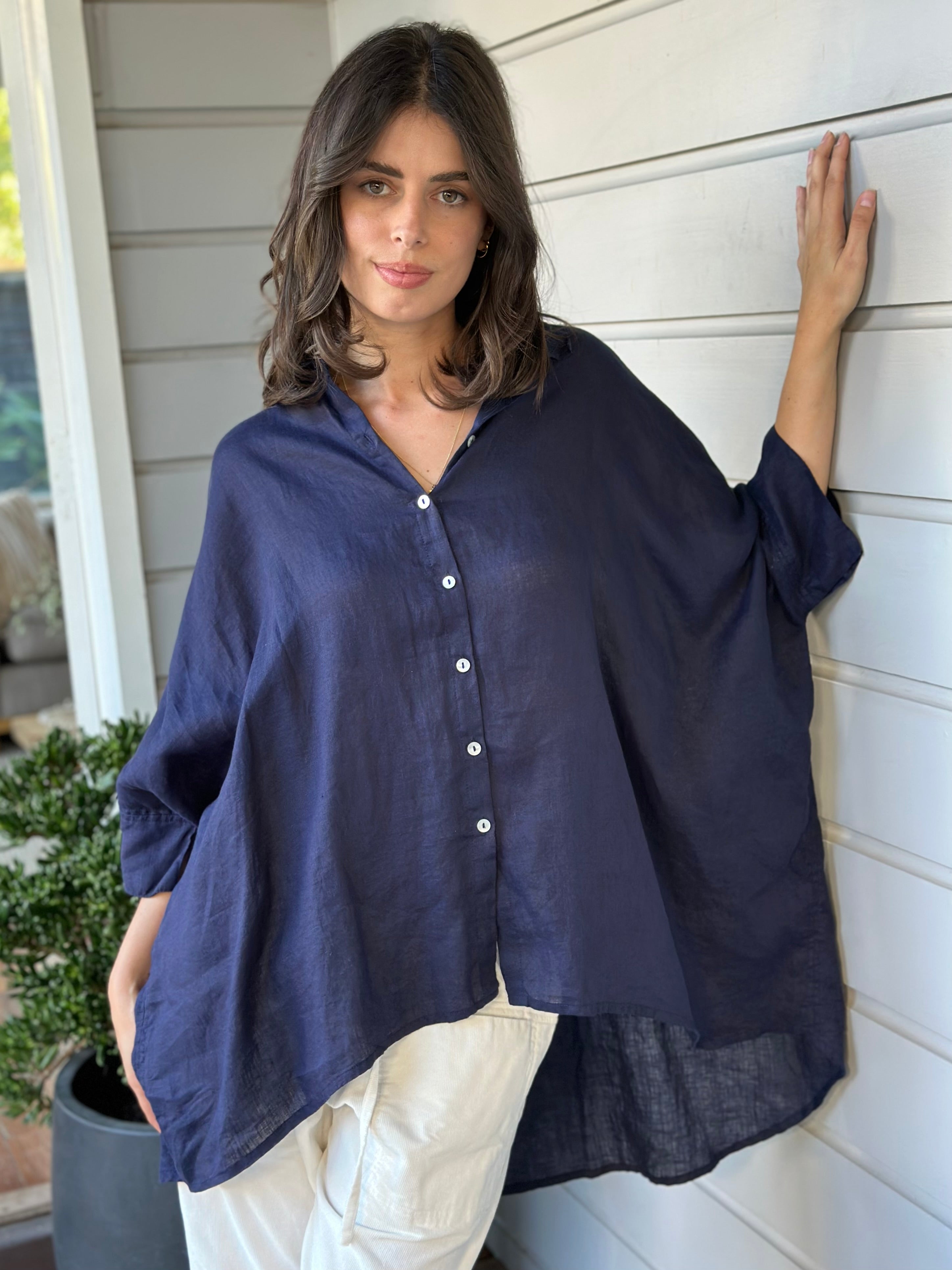issey shirt - indigo linen