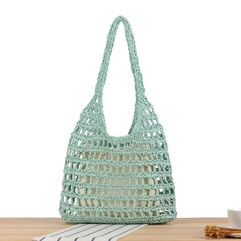 Women's Vintage Style Beach Solid Color Paper String Shopping Bags