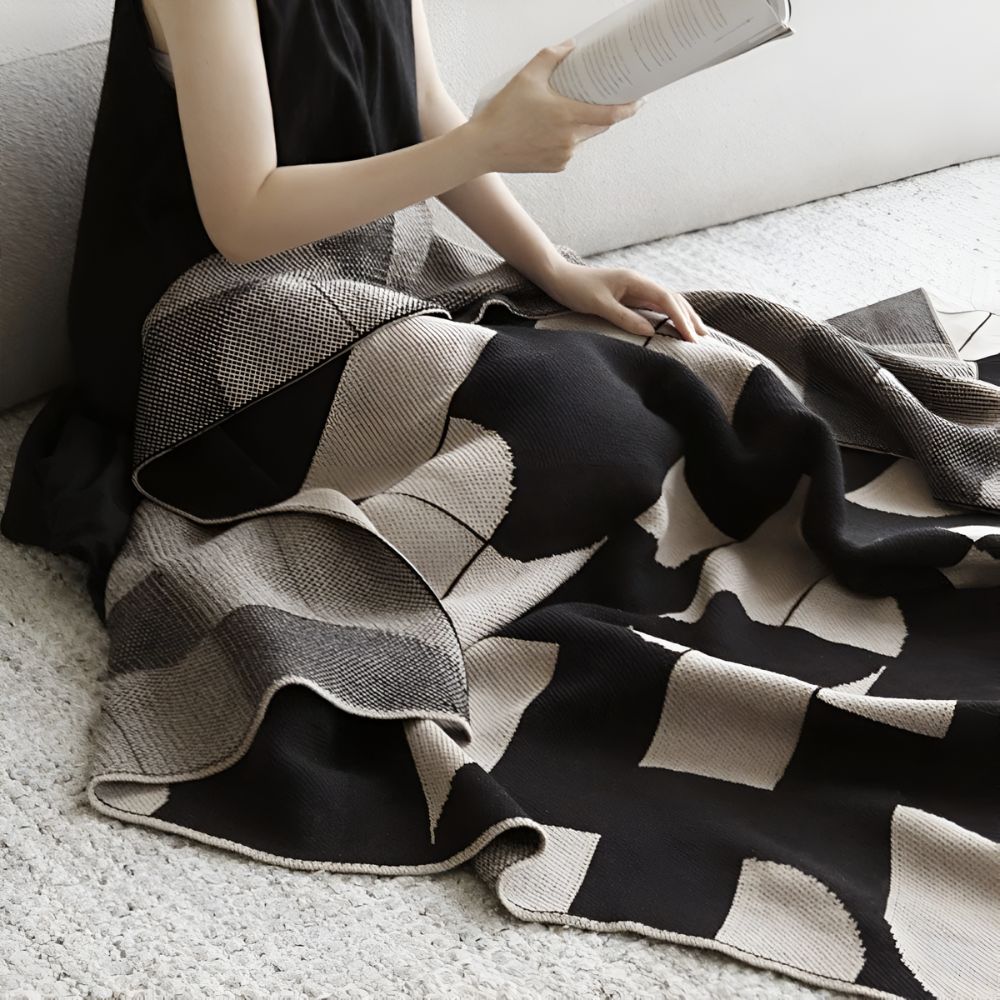 Monochrome Geometric Throw Blanket