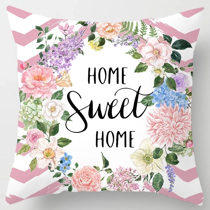 Sweet Minimalist Classic Style Letter Color Block Fibre Peach Skin Pillow Cases