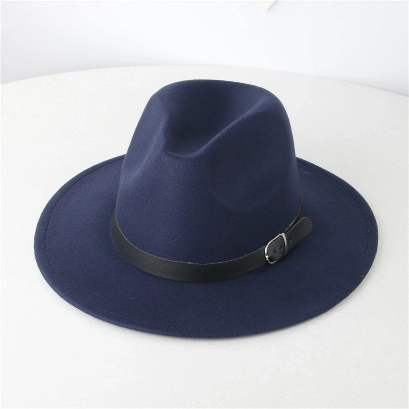 Retro Wool Hat Belt Brim Top Hat Women's Autumn And Winter  Casual Jazz Hat