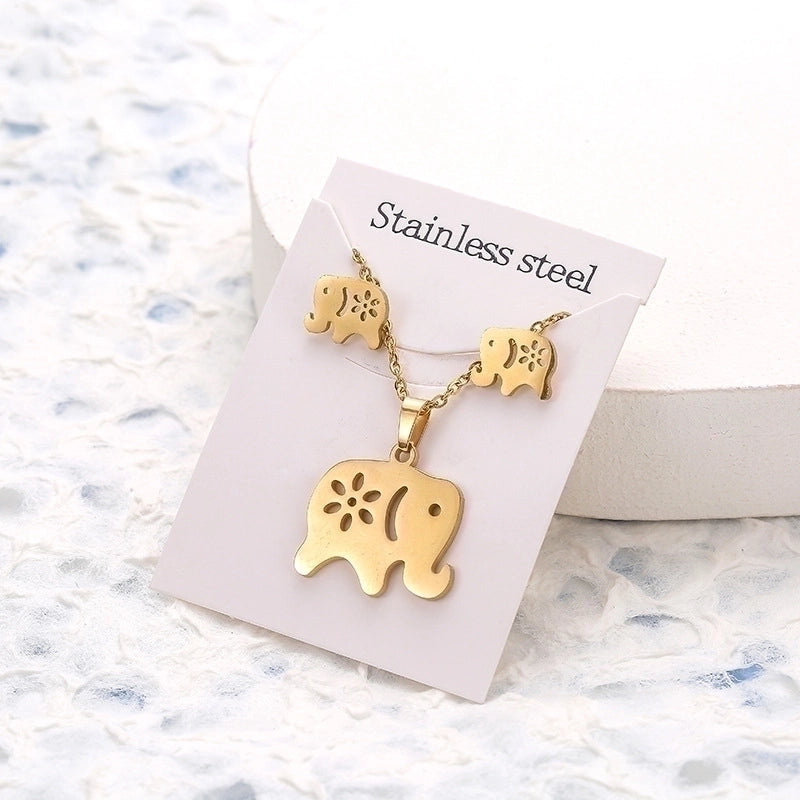 5 Pieces 2 Pieces Minimalist Star Cat Butterfly Stainless Steel Women's Jewelry Set
