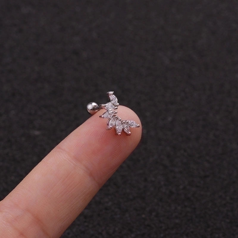 Minimalist Triangle Round Water Droplets Stainless Steel Copper Inlaid Zircon Ear Studs 1 Piece