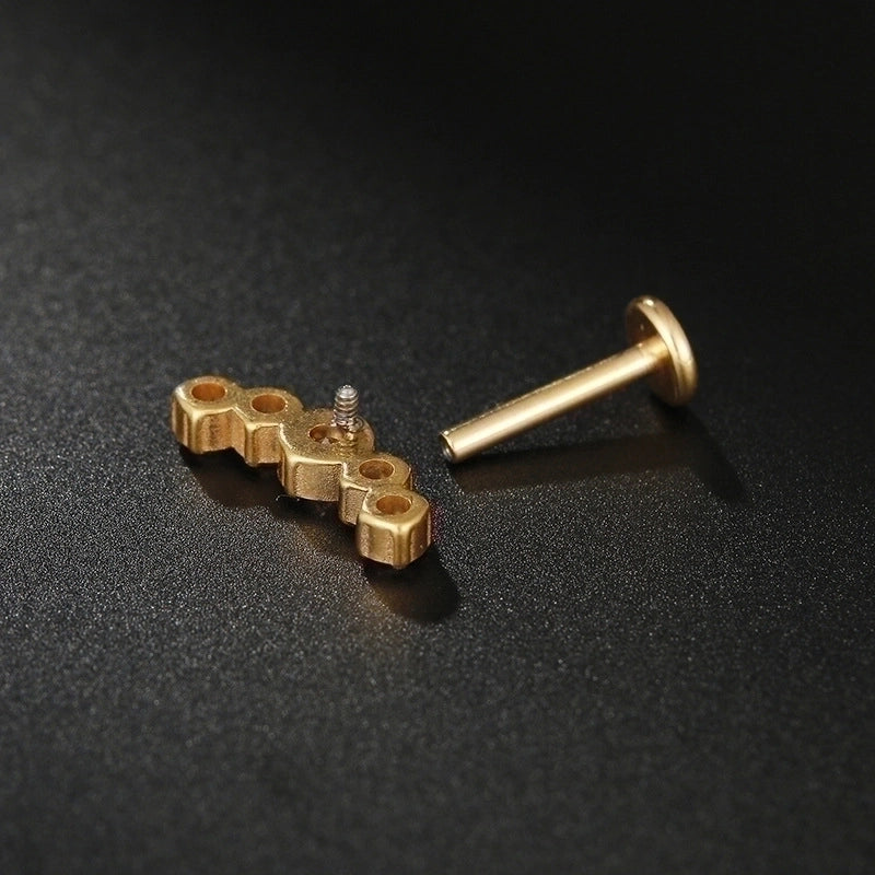 Minimalist Leaf Titanium Steel Zircon Lip Stud
