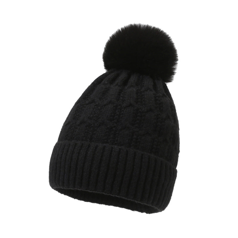 Women's Basic Minimalist Solid Color Pom Poms Eaveless Wool Cap