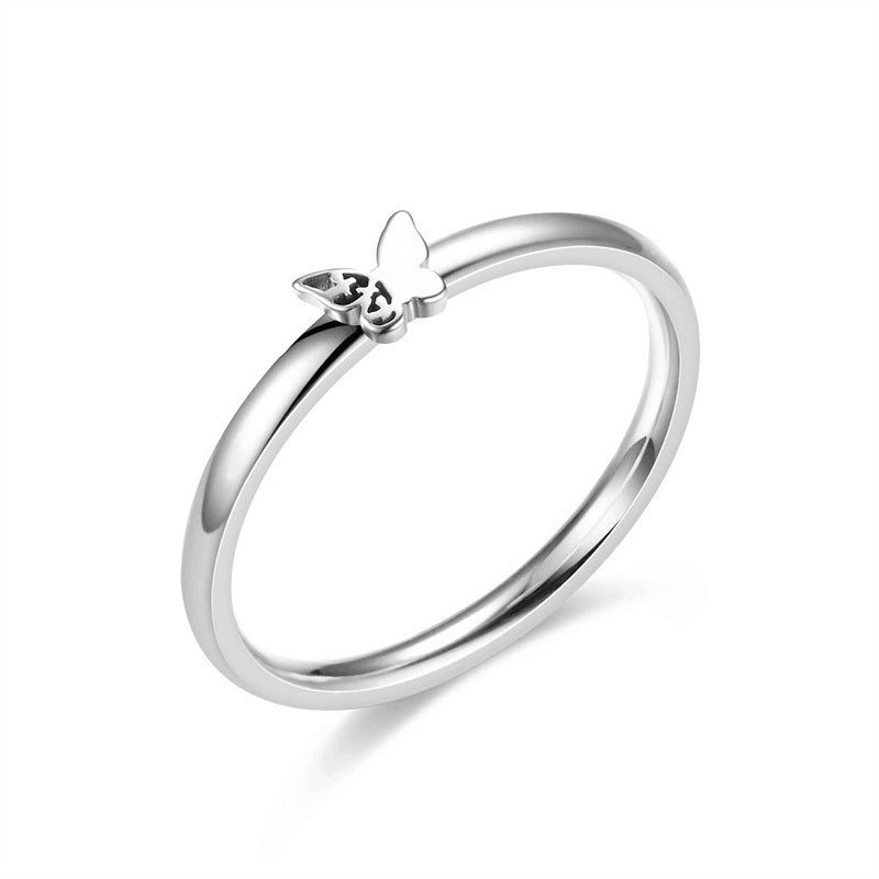 Minimalist Butterfly Titanium Steel 18K Gold Plated Polishing Plating Rings