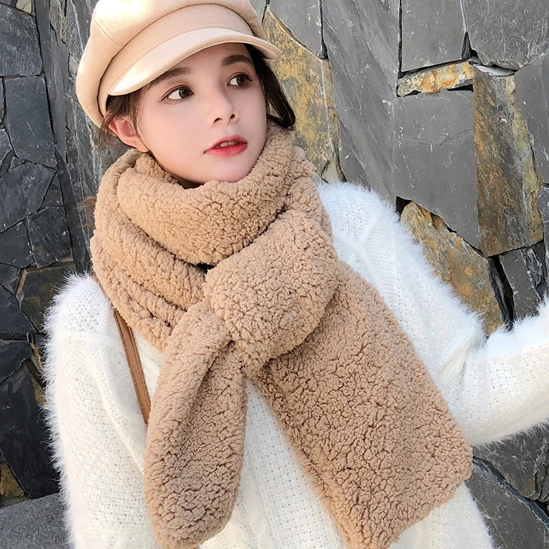 Women's Minimalist Solid Color Fleece Scarf