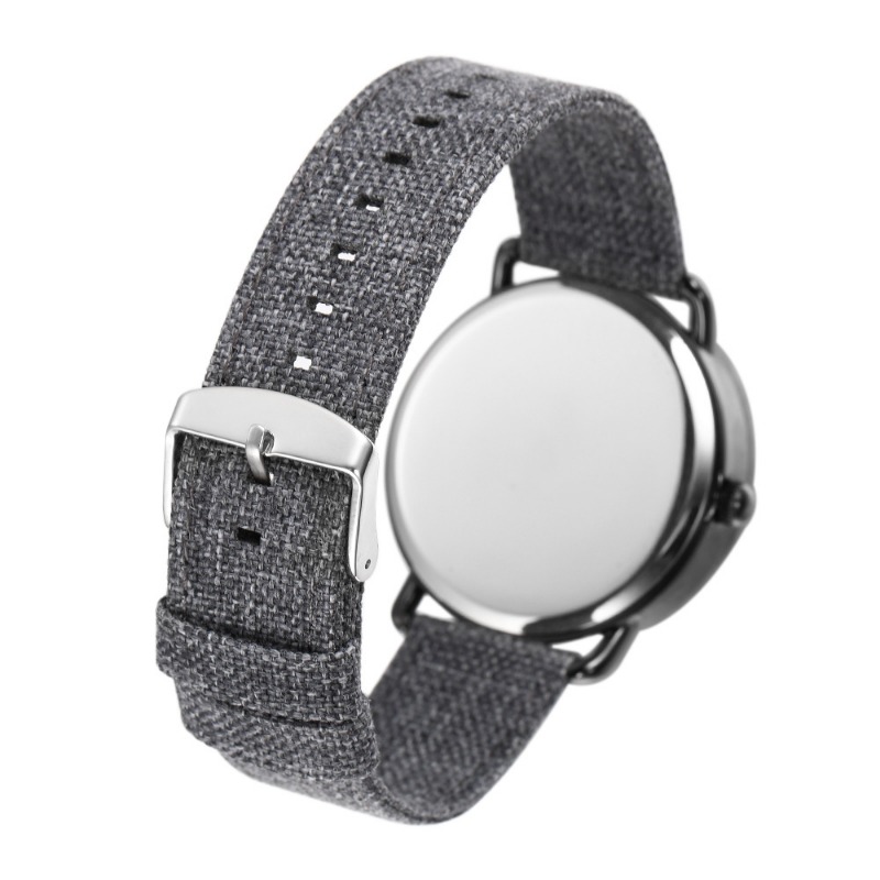 Classic Men's Quartz Watch Vintage Denim Strap Wooden Watch