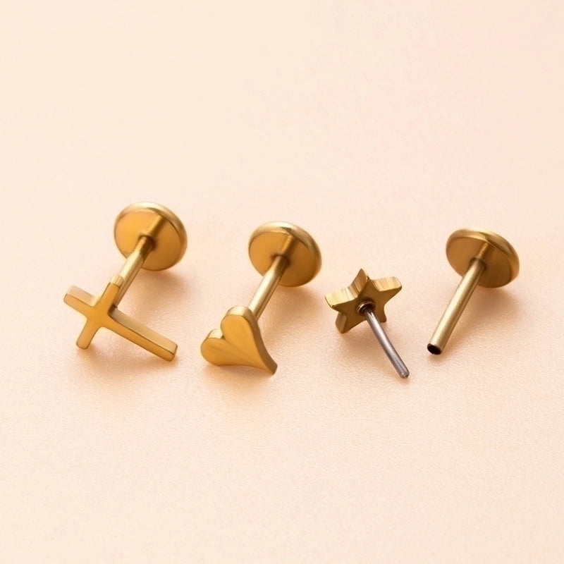 1 Piece Ear Cartilage Rings & Studs Minimalist Geometric Round 316L Stainless Steel  Plating 18K Gold Plated Ear Cartilage Rings & Studs