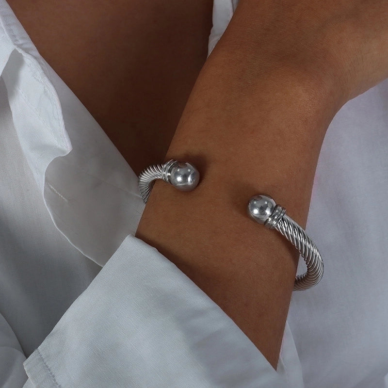 Minimalist Solid Color Titanium Steel Rhinestones 18K Gold Plated Plating Inlay Rings Bracelets