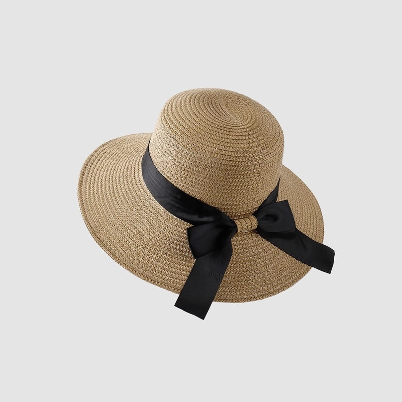 Women's Vacation Minimalist Letter Solid Color Big Eaves Straw Hat