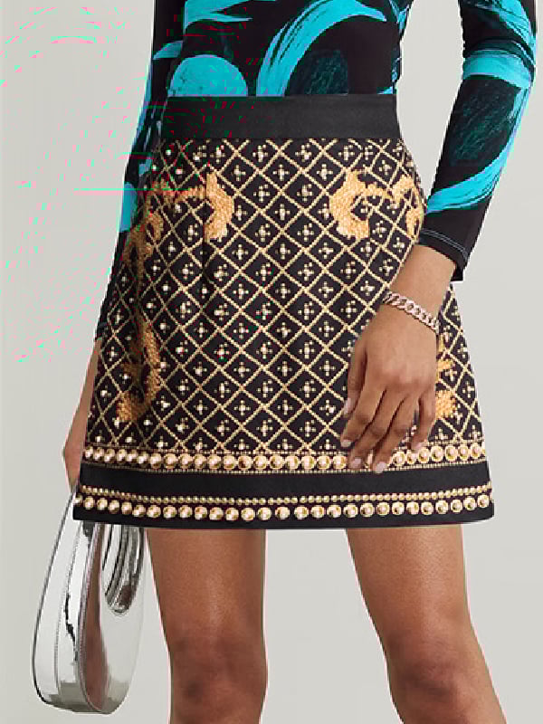 A-Line High Waisted Beaded Zipper Skirts Bottoms
